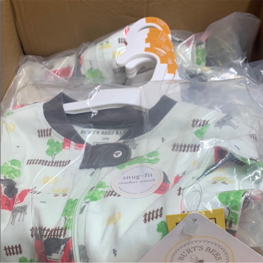 Bundle 3 pk Farm Print Baby Onesie Burt’s Bee 12 months